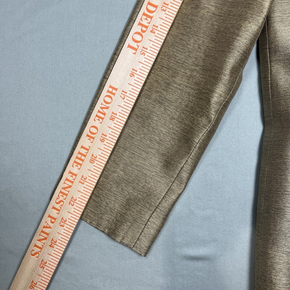 Dana‎ Buchman Open Front Gold Silk Wool Textured Weave Blazer Jacket Petite 4 - Picture 12 of 13